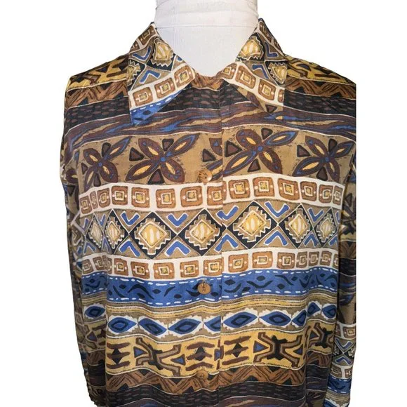 Stunt Collection Button Down Silk Blouse Women Size Medium Vintage - Picture 4 of 10